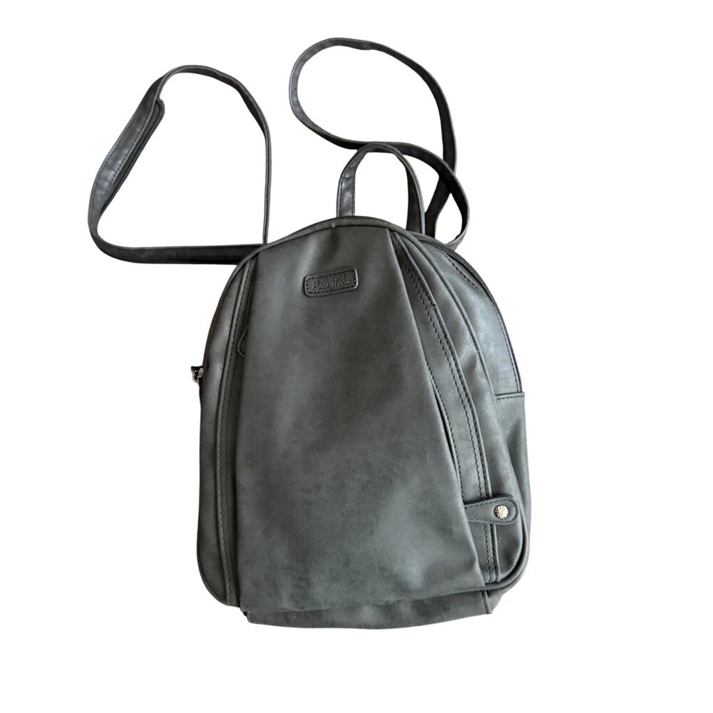 Piace Molto Vegan Leather Black Backpack Purse By Peace Moto With Adjustable Str
